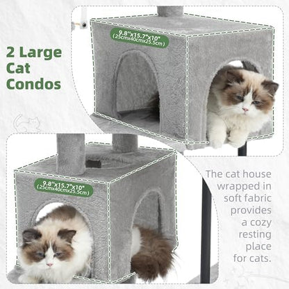 Gitelsnour Cat Tree Tower with Sturdy Steel Tube for Indoor Cats GCT014W - Image 2