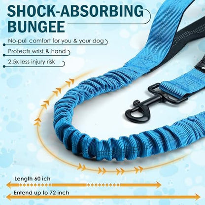 Hands Free Dog Leash for 2 Dogs, Waist Leash with Dual Bungee - Image 2