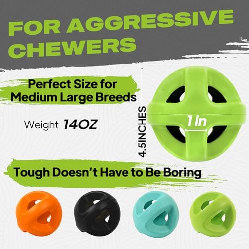 Fida Natural Rubber Dog Balls for Aggressive Chewers, Durable Dog Chew Toys for Large Dogs, Interactive Fetch & Tug of War Toys for Medium Large Breed Non-Toxic Dish Washable,4.5 * 4.5" - Image 6