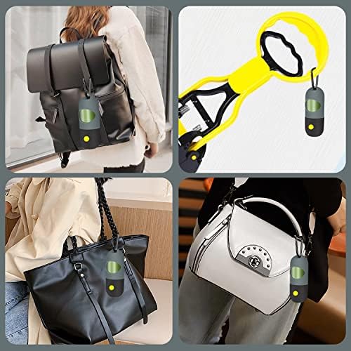 2 Pack Dog Poop Bag Dispenser with Built-in LED Flashlight, Pet Waste Bag Holder for Leash with Carabiner Clip for Lead Leash, 2 Rolls Leak-proof Doggy Waste Bags for Dog Walking, Grey - Image 7