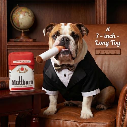 Nestpark Muttboro Doggy Cigs Funny Dog Toys - Parody Plush Squeaky Crinkle Interactive Dog Toy - Hide and Seek Treat Hiding Burrow Puzzle Toy for Stimulating Enrichment Activity - Image 3