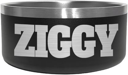 Custom Dog Bowl with Large Name - 304 Stainless Steel, Personalized Engraved, Nonslip, Custom Cat Bowl, Feeder, Pet Supplies, Food (Black, Large -64oz)