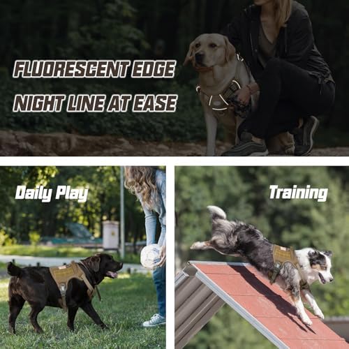Auroth Tactical Dog Harness for Large Dogs No Pull Adjustable Pet Harness Reflective K9 Working Training Easy Control Pet Vest Military Service Dog Harnesses Army Yellow L - Image 4
