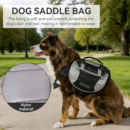 Dog Hiking Backpack, Dog Backpack Harness Dog Saddle Bag Hiking Dog Backpack with Side Pockets for Small Medium Large Dogs(M-Black) - Image 4