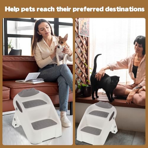Cat Ramp for Litter Box,White Plastic Cat Ramp Fit for Automatic Litter Box,Double Layer Steps with Non-Slip Rubber Feet, Step for Small & Elderly Cats - Image 6