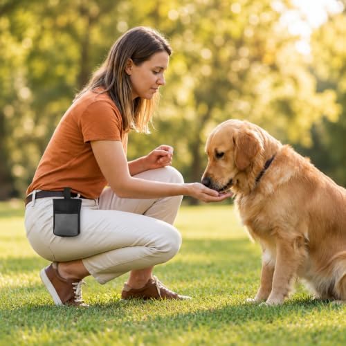 Black Portable Small Dog Treat Pouch, Treat Bag for Dog Training - Image 6