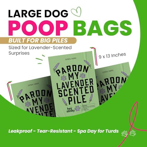 Dog Poop Bags 120 Count – Leakproof, Easy Open, Lavender Scent | Extra Thick Plant-Based PLA + PBAT, Fits All Dispensers | Funny Hey Stinky Design – Proudly Supporting Service & Therapy Dogs - Image 4
