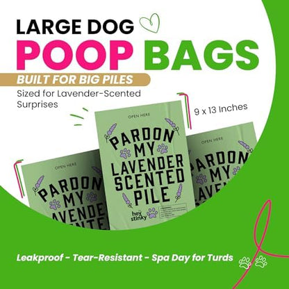 Dog Poop Bags 120 Count – Leakproof, Easy Open, Lavender Scent | Extra Thick Plant-Based PLA + PBAT, Fits All Dispensers | Funny Hey Stinky Design – Proudly Supporting Service & Therapy Dogs - Image 4