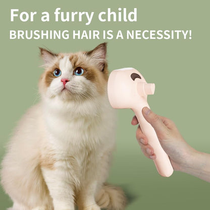 Pet Steam Brush for Dogs & Cats, 3-in-1 Mist Grooming Brush Shedding Hair Removal Comb, One-Click Self Cleaning Spray for Long Haired Pets, Comes with Empty Waterless Bottle for Shampoo, Pink - Image 2