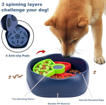 Star&Mi Slow Feeder Dog Bowls, 3-Layer Interactive Dog Puzzle Feeder, Dog Slow Feeder Bowl & Lick Bowl for Dogs, Non-Slip Dog Bowl Slow Feeder for Medium & Large Breeds, Holds 6–8 Cups - Image 4