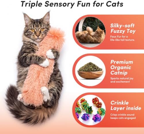 Catnip Cat Toys, 4 Pack, Soft Cat Pillow Kicker Toys with Crinkle Sound, Interactive Cat Plush Toys for Indoor Cats and Kittens - Image 2