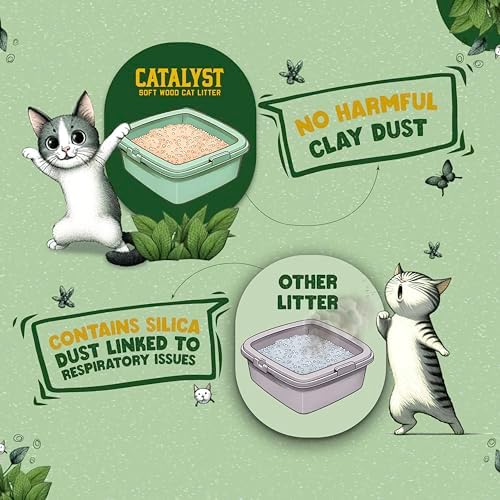 Catalyst Natural Soft Wood Cat Litter (2 Pack, 10lb Bags) - Superior Odor Control, Strong Clumping, Low Dust, and Biodegradable (10lb, Set of 2, Unscented) - Image 4