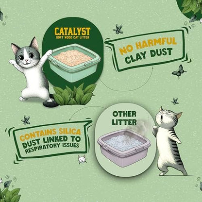 Catalyst Natural Soft Wood Cat Litter (2 Pack, 10lb Bags) - Superior Odor Control, Strong Clumping, Low Dust, and Biodegradable (10lb, Set of 2, Unscented) - Image 4