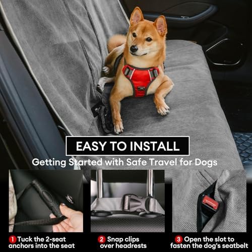 FUNNY FUZZY Dog Car Seat Cover for Back Seat, Back Seat Pet Cover for Dogs Waterproof, Scratchproof Dog Backseat Cover, Non-Slip Bench Car Seat Protector, Universal Fit Most Cars, SUVs, Trucks, Grey - Image 4