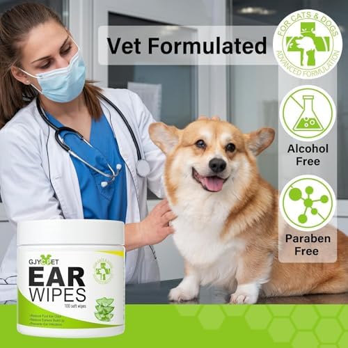 Dog Ear Wipes - Cat Dog Ear Cleaner, Puppy Ear Wipes Wash Cleaner for Dogs Cats - 100 Wipes for Dog Cat Ear Cleaning, Remove Ear Wax Dirt Debris for Dogs Cats Ear Infection Treatment Wipes - Image 4