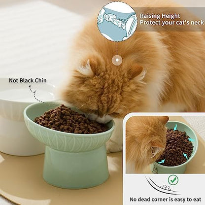 6.5 Inch Tilted Elevated Cat Bowls, Ceramic Extra Wide Raised Cat Bowl Set - Image 4