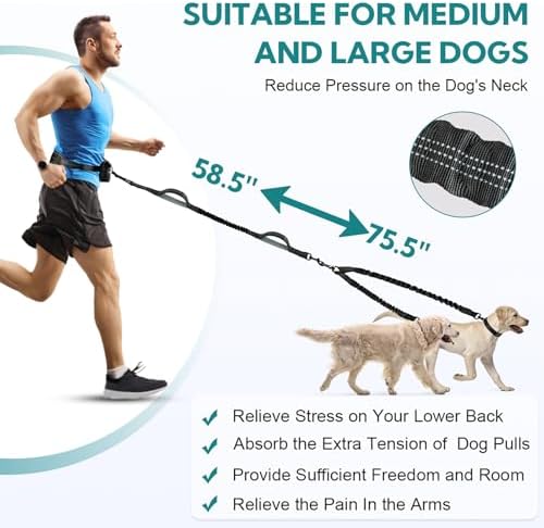 Hands Free Dog Leash 2 Dogs,Waist Leash for Dog Walking (Large) - Image 4