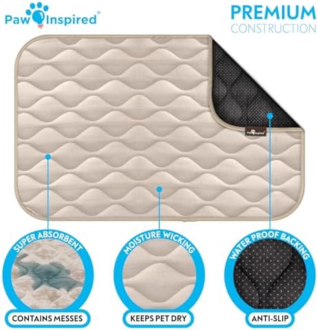 Paw Inspired Washable Padded Crate Mats for Dogs, Beige, 41x28 Inch - Image 5