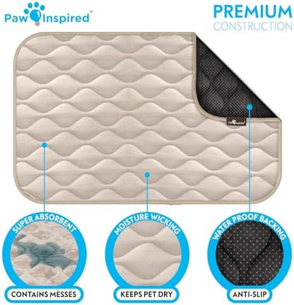 Paw Inspired Washable Padded Crate Mats for Dogs, Beige, 41x28 Inch - Image 5
