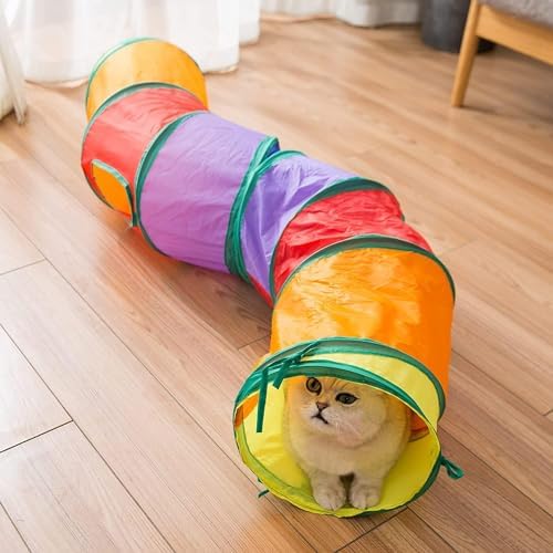 Cat Tunnels for Indoor Cats, Interactive Peek-a-Boo Cat Chute Cat Tube Toy, Camouflage S-Tunnel by HNQTJJS