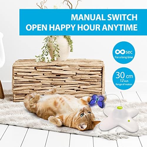 AFP Interactive Cat Toy, Butter-Fly Interactive for Indoor Cats, Flutter Bug Cat Toys, Flutter Rotating Kitten Toys with 2 Replacements - Image 2