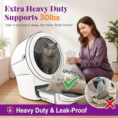 180 Pack Cat litter Bags Fits Litter Box Robot 5/4/3 Waste Bags for 30LBS - Image 3