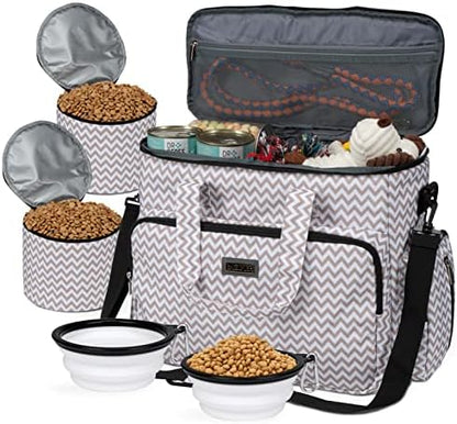 BAGLHER Dog Travel Bag, Pet Travel Bag (ALL Pet Travel Supplies), With 2 Pet Food Containers and 2 Collapsible Silicone Bowls; Essential Kits for Pet Travel BLW by BAGLHER