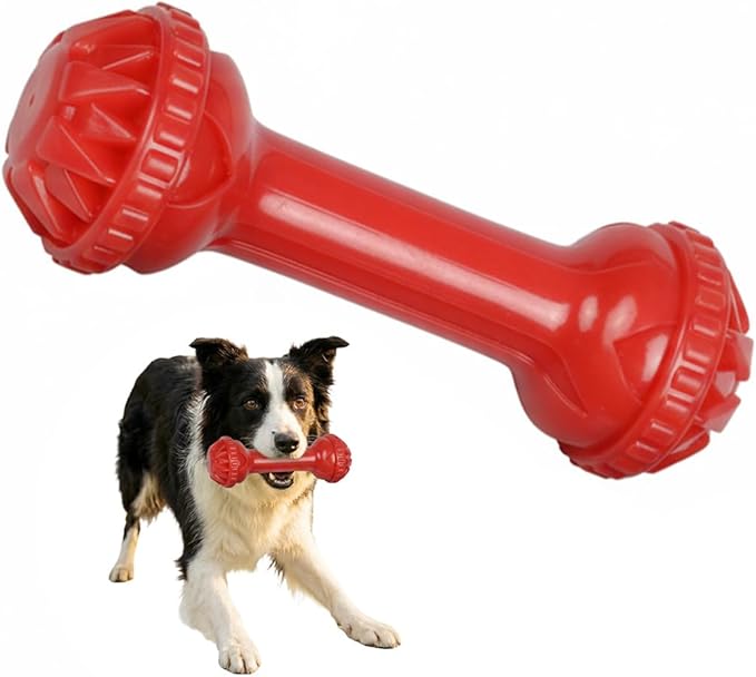 Red Bone Dog Chew Toy with Treat Dispenser - Indestructible Dog Toys for Aggressive Chewers, Dog Bone Toy for Boredom Relief