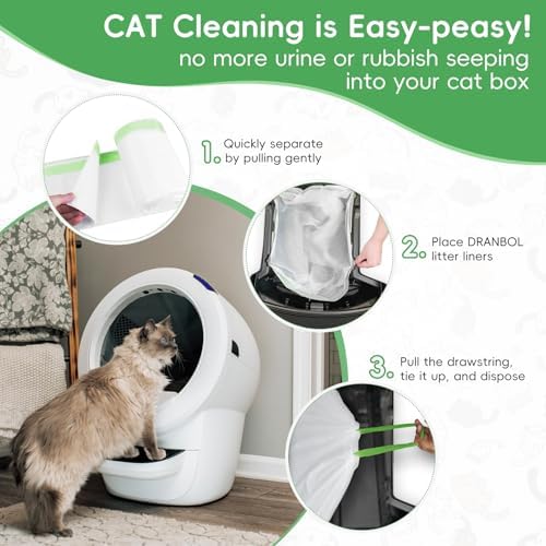 120 Count Cat Litter Bags for Litter Box Robot 4/3/5, Pre-Separated Thick Self-Cleaning Litter Box Liners, Heavy Duty Drawstring Litter Bags for Automatic Litter Box, 26.4" x 15.7" - Image 6
