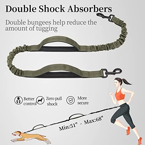 iYoShop Hands Free Dog Leash with Zipper Pouch, Large, Military Green - Image 5