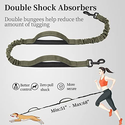 iYoShop Hands Free Dog Leash with Zipper Pouch, Large, Military Green - Image 5