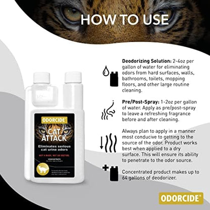 Odorcide Cat Attack Concentrate Odor Eliminator - Cat Urine Remover for Carpet & Upholstery - Litter Box Odor Eliminator - 16 oz - Image 2