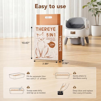 Thereye 5-in-1 Mixed Cat Litter, Upgraded for Automatic Litter Box, Fast Clumping, Ultra Absorbent, Dust-Free Natural Clumping Cat Litter, Odor Control, Non-Sticky for Multi-Cat Households (7.9lbs*2) - Image 7