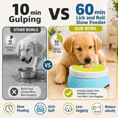FOXMM Dog Lick Bowl Slow Feeder with Rolling Ball - Image 2