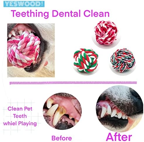 YESWOOD! Rope Balls for Dogs Small Breed,3-Pack Pink Cute Dog Teething Toy - Image 6