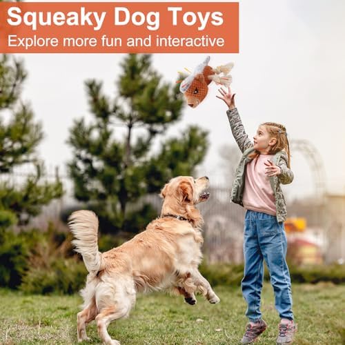 Letsmeet Dog Toys - Squeaky Interactive Plush Dog Toy with Rope, Chew Toy for Large Dogs, Small Dogs & Puppies - Tug of War Dog Toy for Aggressive Chewers, Pet Toys for Dogs - Image 5