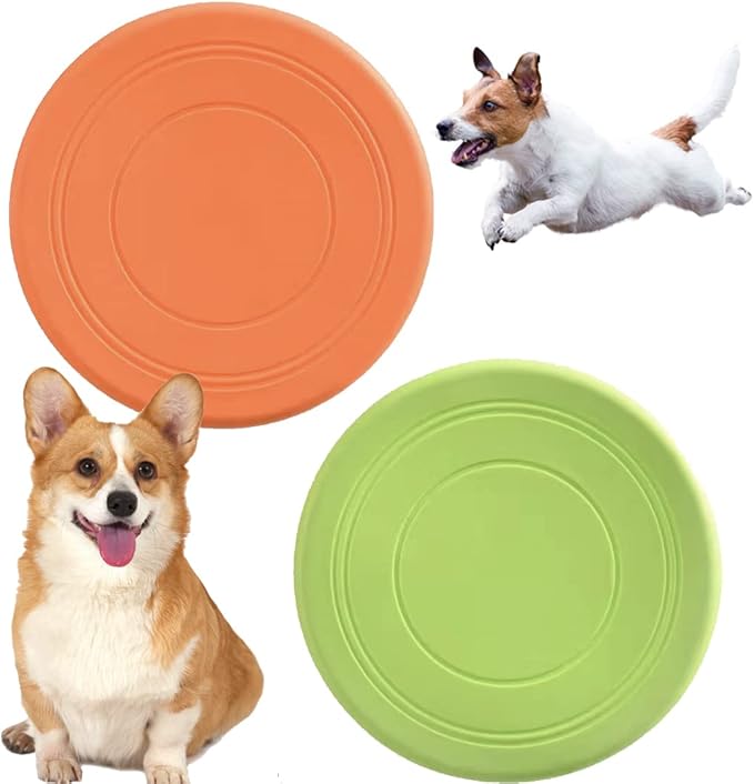 coldchill 7 Inch Dog Flying Disc, Puppy Flyer Toy React Faster Training Interactive Toys for Small Medium Dog, Lightweight Durable and Water Resistant Floating Saucer (Green+Orange)