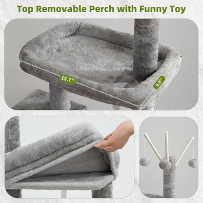 Gitelsnour Cat Tree Tower for Indoor Cats, Top Platform with Toy, GCT006SW - Image 2