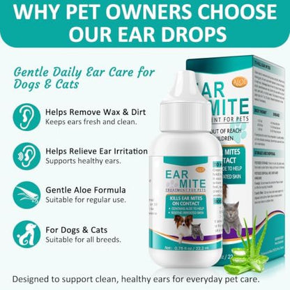 Daiasns 2PCS Ear Mite Treatment for Dogs & Cats - Fast-Acting Ear Mite Drops, Dog Ear Infection Treatment, Ear Mite Treatment for Dog Yeast Infection, 100% Natural for Ear Relief - 0.75 fl oz - Image 5