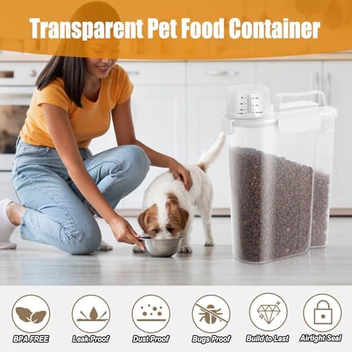 Dog Cat Food Storage Container with Cup (White, 5L) - Image 2