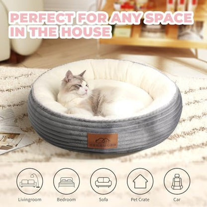 Zerbuger 23in Light Grey Round Dog Bed Sofa for Dogs Cats, Machine Washable - Image 6