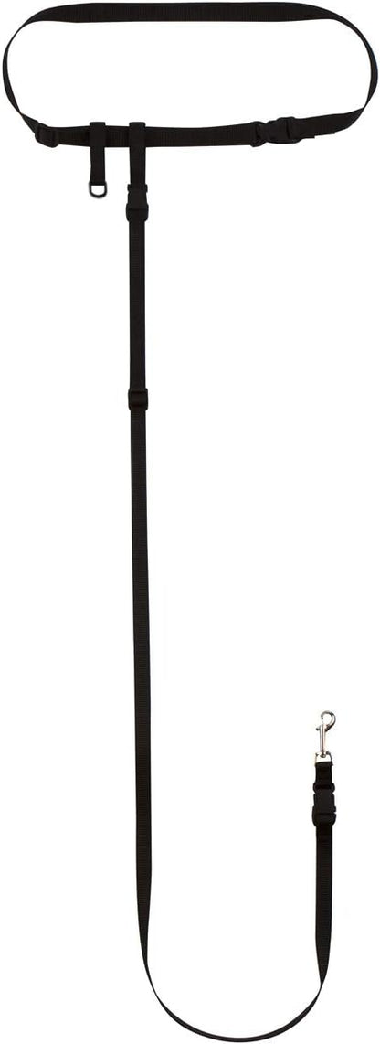 The Buddy System Hands Free Dog Leash, Adjustable Leash for Running, Jogging, Training and Service Dogs, Great for Small, Medium and Large Dogs, Made in USA (Black, Small Dog System (Large Belt))