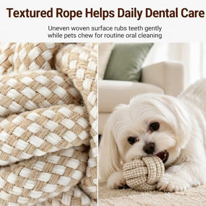 2 Pack Dog Rope Chew Toys Set, Medium & Small Dogs Tug of War Toy, Knotted Cotton Rope Ball Toys for Indoor Outdoor Fetch Training Play Toy (Style A) - Image 4