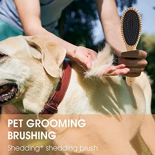 Molain Dog Grooming Brush - 20mm Stainless Steel Round Pins, Bamboo Handle, No Scratch Brush for All Hair Types (1Pc) - Image 2