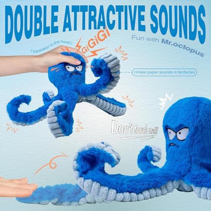 Large Dog Toys, Squeaky Dog Toy, Stuffed Crinkle Blue Octopus Toys 2 Pack - Image 2