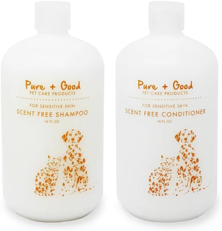 Shampoo and Conditioner Set, Formulated for All Pets, Gentle and Cleansing, Made in The USA, Cruelty Free, 16 fl oz (Scent Free)