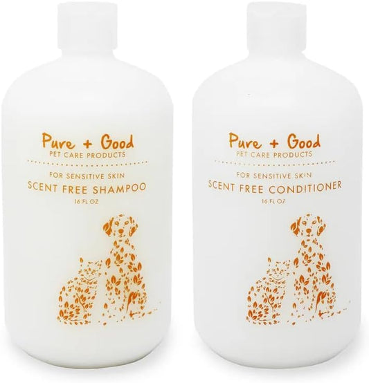 Shampoo and Conditioner Set, Formulated for All Pets, Gentle and Cleansing, Made in The USA, Cruelty Free, 16 fl oz (Scent Free)