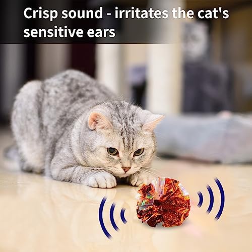 Andiker 3.54inch Mylar Cat Crinkle Balls, 4pcs Colorful and Sparkling Crinkle Ball Lightweight Easy to Carry Cat Ball Toy Interactive Cat Toys for Indoor Cats to Kill Time and Keep Fit (Mixing Color) - Image 6