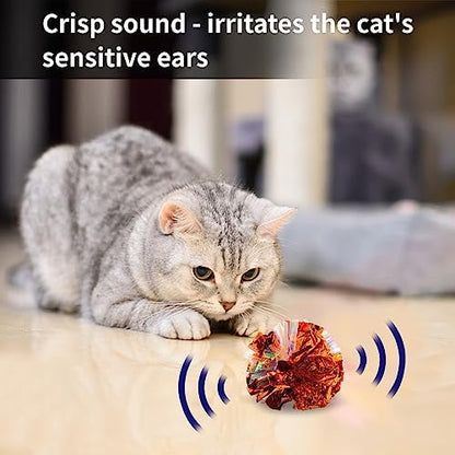 Andiker 3.54inch Mylar Cat Crinkle Balls, 4pcs Colorful and Sparkling Crinkle Ball Lightweight Easy to Carry Cat Ball Toy Interactive Cat Toys for Indoor Cats to Kill Time and Keep Fit (Single Color) - Image 6