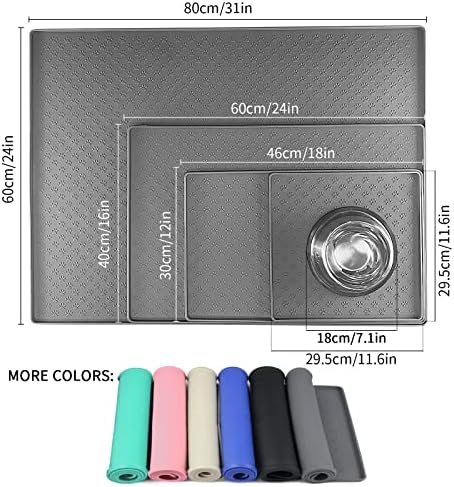 Ptlom Grey Pet Placemat for Dog and Cat, Waterproof Non-Slip Silicone Feeding Bowl Mat Prevent Food and Water Overflow, Puppy Dish Feeder Fountain Trays Suitable for Medium and Small Pets - Image 2